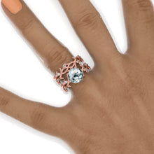 Load image into Gallery viewer, 2 Carat Genuine Moss Agate Twig Floral Yellow Gold Engagement  Ring Set
