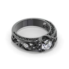 Load image into Gallery viewer, Moissanite Celtic Engagement Ring 14K Black Gold
