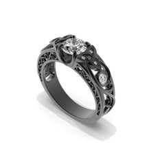 Load image into Gallery viewer, Moissanite Celtic Engagement Ring 14K Black Gold
