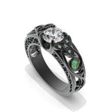 Load image into Gallery viewer, Moissanite Celtic Engagement Ring 14K Black Gold
