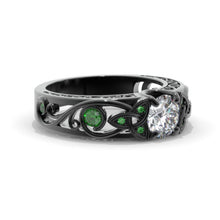 Load image into Gallery viewer, Moissanite Celtic Engagement Ring 14K Black Gold
