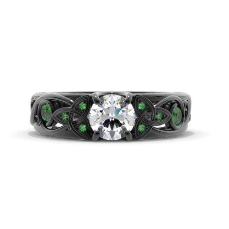 Moissanite Celtic Engagement Ring 14K Black Gold
