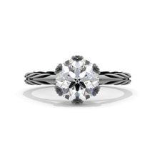 Load image into Gallery viewer, 2 Carat Moissanite  Floral 6 Prongs 14K Black Gold Engagement Ring
