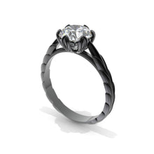 Load image into Gallery viewer, 2 Carat Moissanite  Floral 6 Prongs 14K Black Gold Engagement Ring
