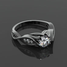 Load image into Gallery viewer, 14K Black Gold Moissanite Celtic Engagement Ring
