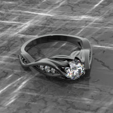 Load image into Gallery viewer, 14K Black Gold Moissanite Celtic Engagement Ring
