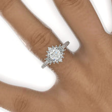 Load image into Gallery viewer, 14K White Gold 1 Carat Moissanite Halo Engagement Ring
