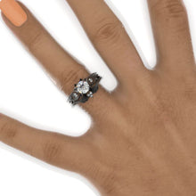 Load image into Gallery viewer, 14K Black Gold Moissanite Celtic Engagement Ring
