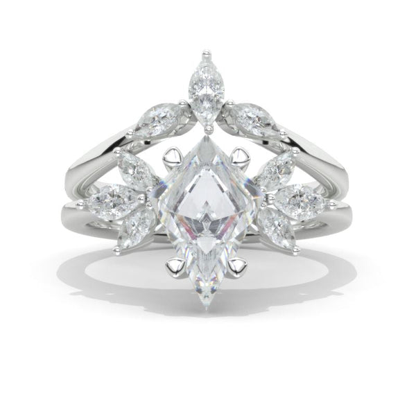 3 Carat Kite Moissanite Engagement Ring. 3CT Fancy Shape Moissanite Ring