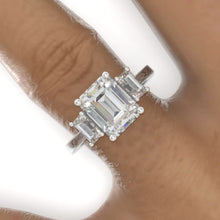 Load image into Gallery viewer, 3 Carat Giliarto Emerald Cut Moissanite Three-Stone  Engagement Ring
