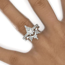 Load image into Gallery viewer, 3 Carat Kite Moissanite Engagement Ring. 3CT Fancy Shape Moissanite Ring Set
