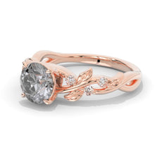 Load image into Gallery viewer, 2 Carat Gray Round Brilliant Cut Moissanite Floral Rose Gold Engagement Ring

