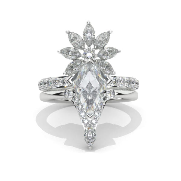 3 Carat Kite Moissanite Engagement Ring. 3CT Fancy Shape Moissanite Ring Set