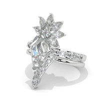 Load image into Gallery viewer, 3 Carat Kite Moissanite Engagement Ring. 3CT Fancy Shape Moissanite Ring Set
