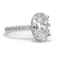 Load image into Gallery viewer, 4 Carat Oval Cut  Giliarto Moissanite Hidden Halo White Gold Engagement Ring
