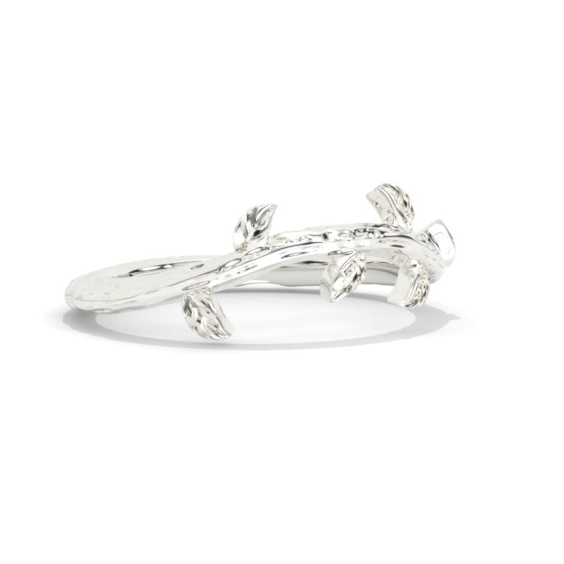 Leaf Engagement Ring. Gold Floral Twig Eternity Ring