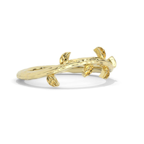 Leaf Engagement Ring. Gold Floral Twig Eternity Ring