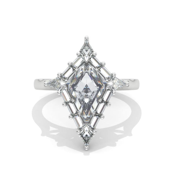 3 Carat Kite Moissanite Engagement Ring. 3CT Fancy Shape Moissanite Ring