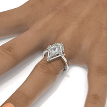 Load image into Gallery viewer, 3 Carat Kite Moissanite Engagement Ring. 3CT Fancy Shape Halo Moissanite Ring
