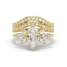 Load image into Gallery viewer, 2Ct Marquise Cut Moissanite Vintage Engagement Ring, Marquise  Engagement Ring, Marquise Side Accents Stones 14K White Gold Ring Set
