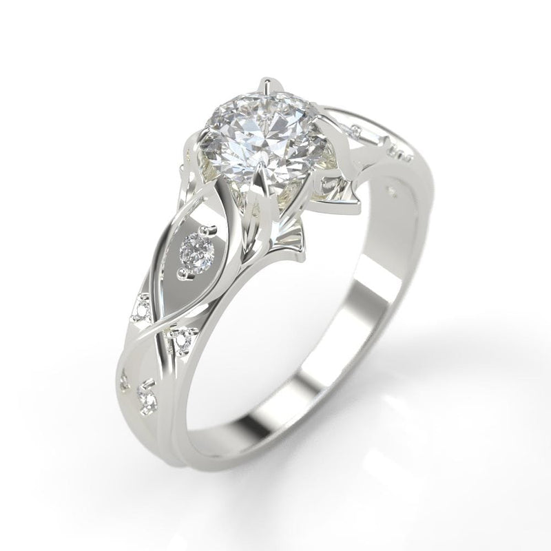 0.1 CTW round moissanite ring-8 Natural Diamond I2-Clarity, VG-Cut