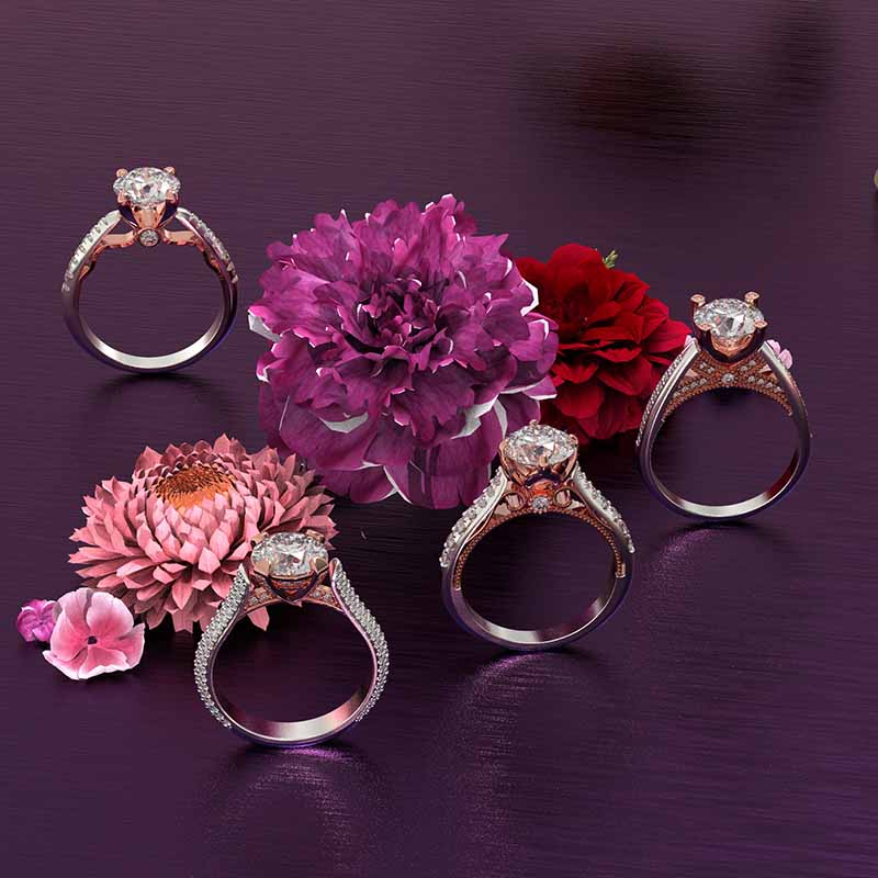 Aurora Forever One Moissanite Diamond Gold Engagement Ring