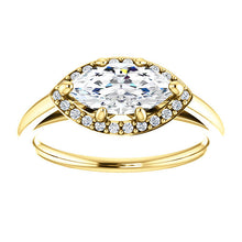 Load image into Gallery viewer, 14K Yellow Gold 10x5 mm Forever One Moissanite Marquise 1/10 CTW Diamond  Engagement Ring
