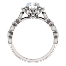 Load image into Gallery viewer, 14K White Gold  6 mm Forever One Moissanite Center Stone  Round Halo Engagement Ring
