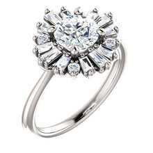 Load image into Gallery viewer, 14K White Gold 6.5 mm Round Forever One Moissanite 1/2 CTW Diamond Engagement Ring
