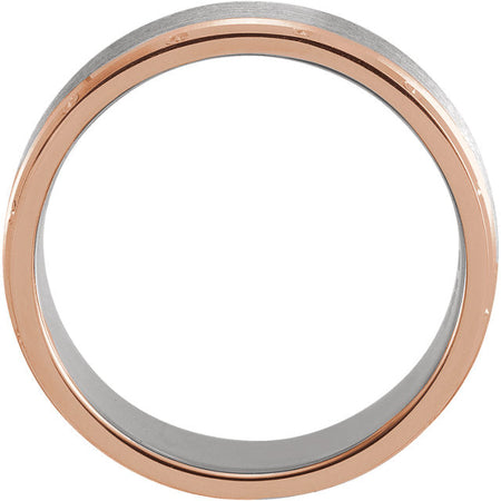 14K Rose & White 7 mm Comfort-Fit Band with Matte Finish