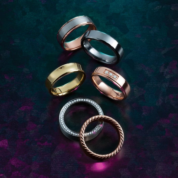 14K Rose & White 7 mm Comfort-Fit Band with Matte Finish