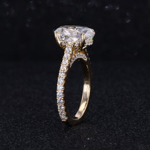 Load image into Gallery viewer, 3 Carat Moissanite Diamond Oval Cut Hidden Halo Rose Gold Engagement  Ring
