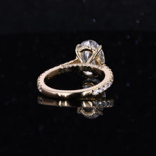 Load image into Gallery viewer, 3 Carat Moissanite Diamond Oval Cut Hidden Halo Rose Gold Engagement  Ring
