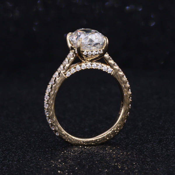 3 Carat Moissanite Diamond Oval Cut Hidden Halo Rose Gold Engagement  Ring