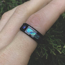 Load image into Gallery viewer, Genuine Abalone Shell Sapphire Men's Tungsten Carbide Ring
