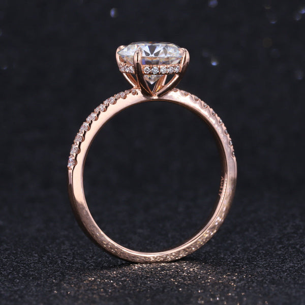 2 Carat Round Hidden Halo Giliarto Moissanite Diamond Rose Gold Engagement Ring