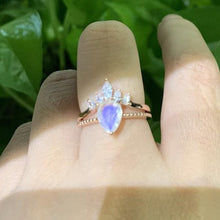 Load image into Gallery viewer, Pear Cut Moonstone Ring- Two Ring Set.
