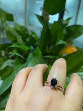 Load image into Gallery viewer, Rose Gold Plated Silver Dainty Natural Onyx Ring Set, 2ct Oval Cut Onyx Vintage Ring Set, Rose Gold Ring Unique Ring
