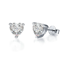 Load image into Gallery viewer, Moissanite Heart Stud Earrings 14K Gold
