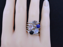 Load image into Gallery viewer, Silver Dainty Natural Moonstone Ring.  Round Moonstone Floral Ring
