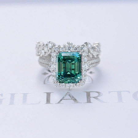 4Ct Moissanite Engagement Ring Halo Radiant Cut Moissanite Engagement Ring, 10x8mm Radiant Cut Moissanite Engagement Ring with Eternity band4Ct Moissanite Engagement Ring Halo Radiant Cut Moissanite Engagement Ring, 10x8mm Radiant Cut Moissanite Engagement Ring with Eternity band