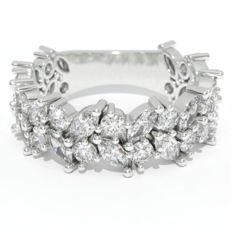 ''Kristin''  Lattice 14K White 2.2 CTW Moissanite Marquise Anniversary Band