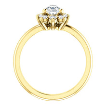 Load image into Gallery viewer, 14K Yellow 8x5 mm Pear Diamond Halo Engagement Ring
