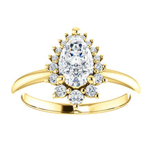 Load image into Gallery viewer, 14K Yellow 8x5 mm Pear Diamond Halo Engagement Ring
