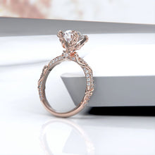 Load image into Gallery viewer, 2.0 Carat Moissanite Giliarto Nature Engagement Ring-58 round accents  0.4 TCW 14K White Gold
