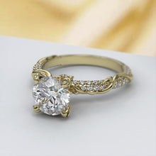 Load image into Gallery viewer, 2.0 Carat Moissanite Giliarto Engagement Ring-58 round accents  0.4 TCW 14K White Gold
