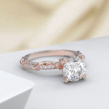 Load image into Gallery viewer, 2.0 Carat Moissanite Giliarto Nature Engagement Ring-58 round accents  0.4 TCW 14K White Gold
