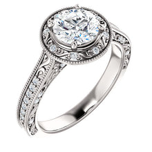 Load image into Gallery viewer, 14K Gold 6.5mm Round Forever One Moissanite 1/4 CTW Diamond Engagement Ring
