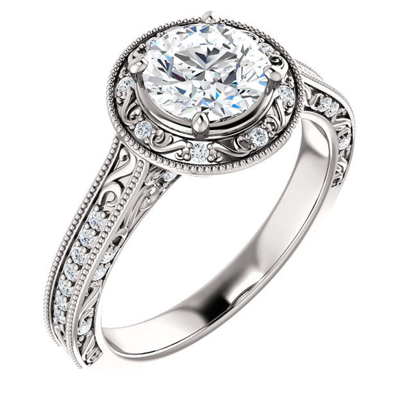 14K Gold 6.5mm Round Forever One Moissanite 1/4 CTW Diamond Engagement Ring