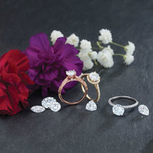 Load image into Gallery viewer, 14K Gold 6.5 mm Round Forever One™ Moissanite &amp; 1/10 CTW Diamond Engagement Ring
